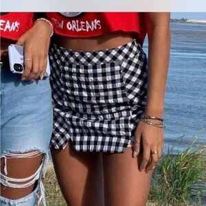 Topshop Black and White Checkered Skirt